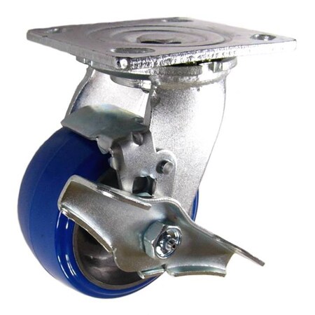 Mapp Caster 4"X2" Poly. on Aluminum Whl Swvl Caster W/ Top Lock Brake, 750 Lbs Cap 1463P7B420SB